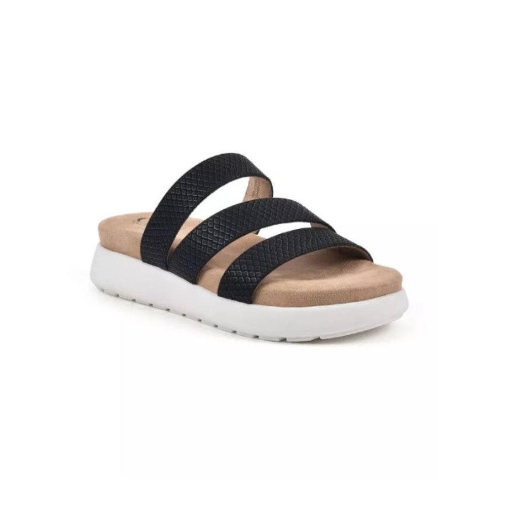 Cliffs by White Mountain Optimum Slide Sandals Women's 8.5M Black ES Print NIB